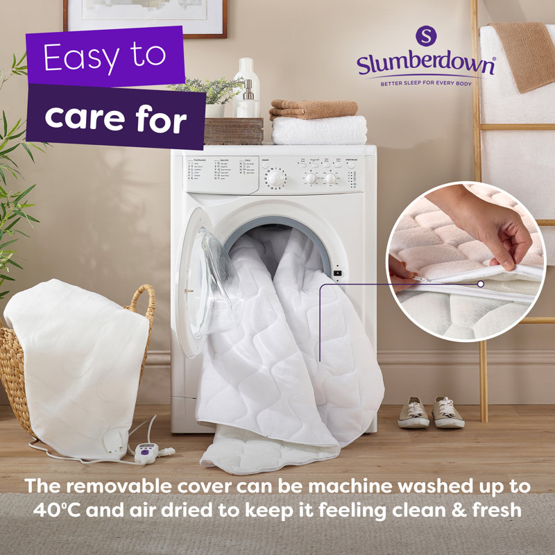 Slumberdown Wonderfully Warm Electric Blanket Control 9-Heat Settings Easy Fit Machine Washable, Single
