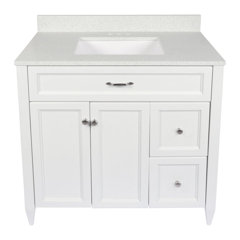 Ensemble de meuble-lavabo simple 37 po Biaunca, Blanc galaxie, Blanc
