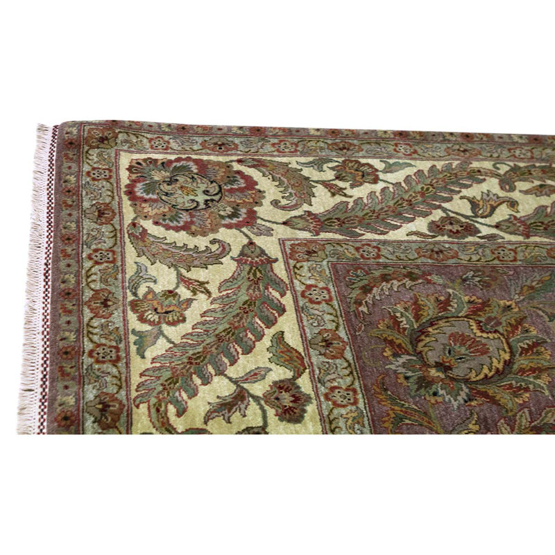 Tapis brun / ivoire / mauve noué à la main