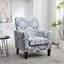 Chaise avec accoudoirs en mélange de polyester à motifs, structure en bois de bouleau massif avec pieds fuselés bruns, chaise d'appoint rembourrée de mousse avec garniture pour le bureau du salon