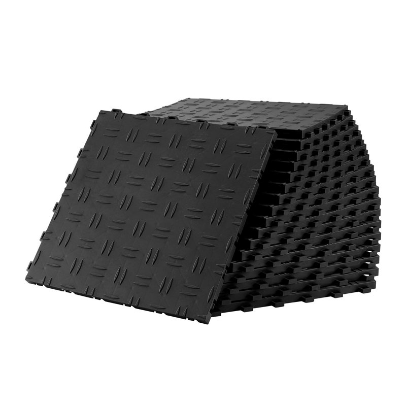 Paquet de 50 tuiles de plancher de garage à emboîtement - Revêtement de sol anti-dérapant robuste en diamant