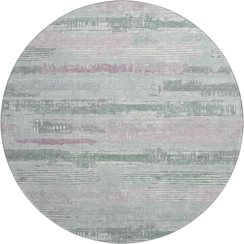 Premium Machine Washable Slesnick AMF1665 Stripes Rug, Round 8'