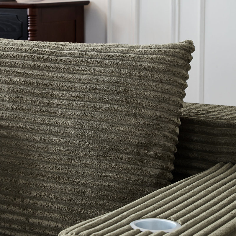 Canapé en Corduroy Cloud, H 30 po x l 109 po x P 40,5 po, 3, Vert