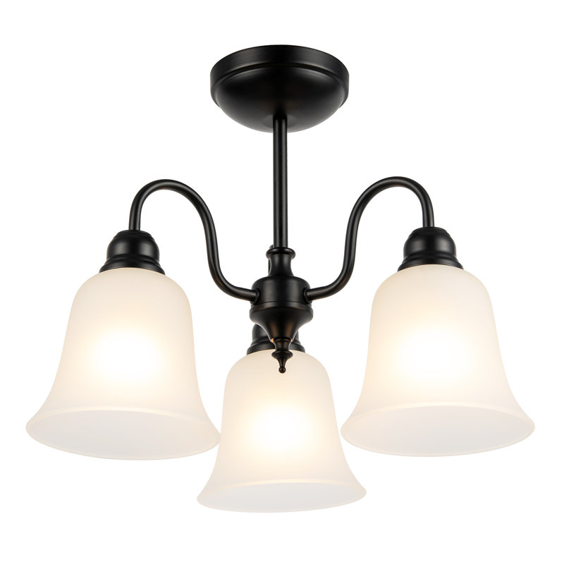 Glass Semi Flush Mount, Matte Black