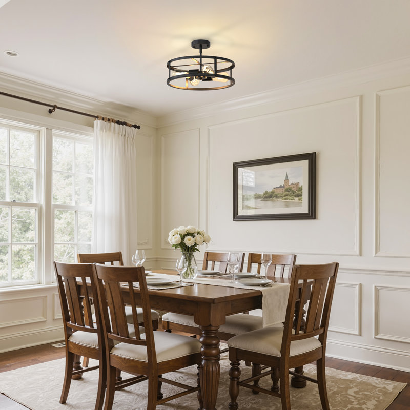 Plafonnier semi-encastré tambour 4 lumières
