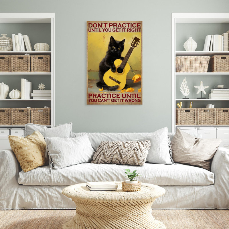 Guitare Black Cat - 1 pièce, H 36 po x l 24 po x P 1,25 po