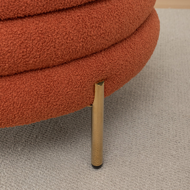 Repose-pieds rond avec rangement Lytham, Mélange de polyester orange