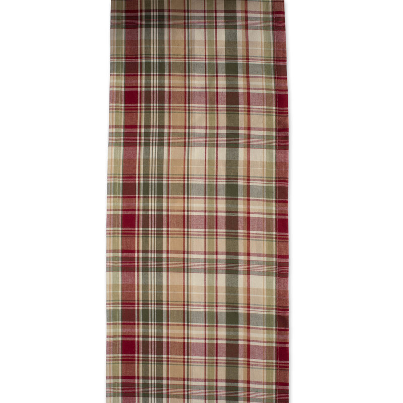 Bridgecliff Autumn Spice Plaid Table Runner, Rectangle 72" L x 14" W