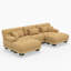 Canapés modernes en forme de U, style nuage, 3 places en chenille avec 2 poufs, salon-342122736