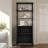 72" Tall Bookshelf with Cabinet, Freestanding Storage Cabinet with Solid Wood Legs, Retro Bookcase-1315302445