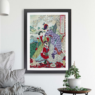 Japanese Women In Western Clothing by Toyohara Chikanobu - Single Picture Frame Painting
