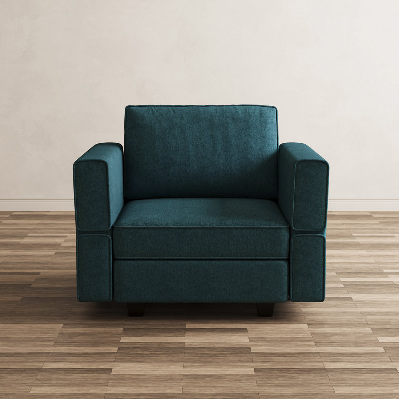 Upholstered Accent Armchair With Storage, Blue