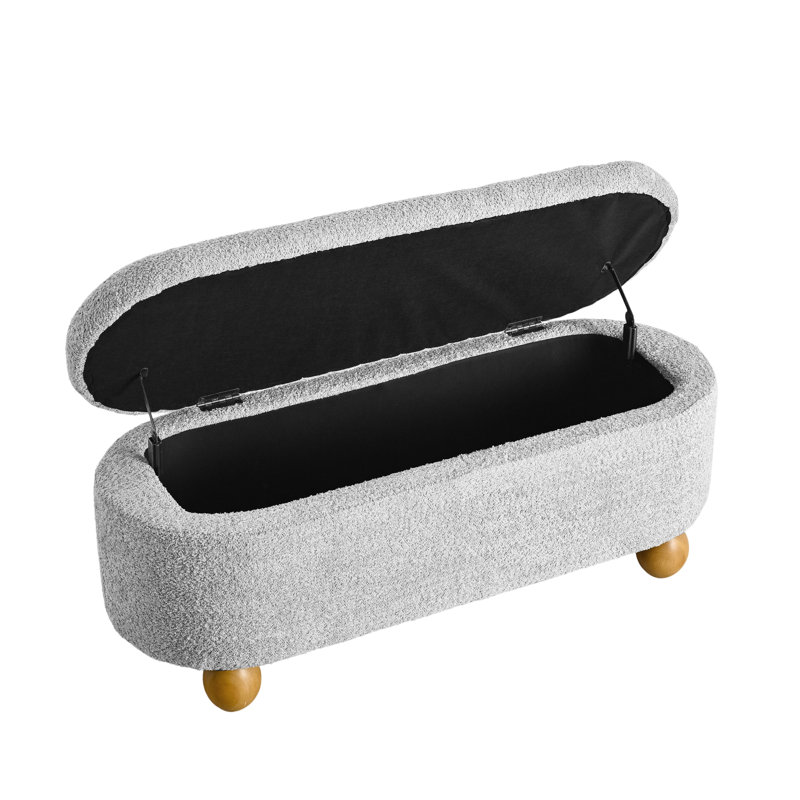 Modern Oval Storage Bench with Spherical Legs for Entryway and Living Room, Gray