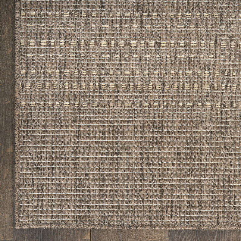 Tulum Striped Indoor/Outdoor Area Rug, Rectangle 4' x 6', Brown