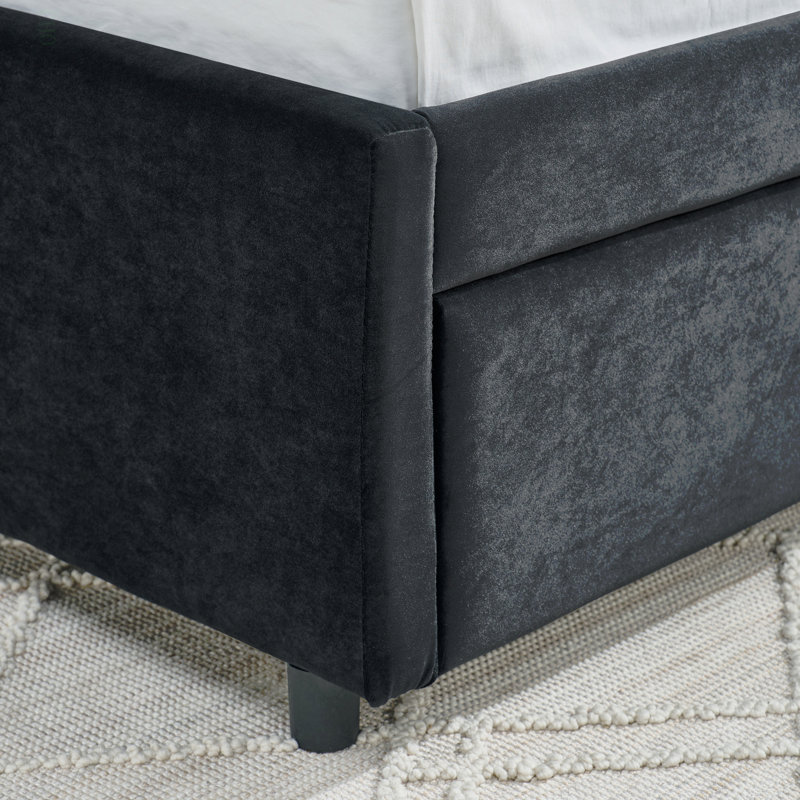 Lit de jour double avec canapé-lit capitonné rembourré, structure de canapé-lit avec dossier confortable et accoudoirs, velours (79,5 po x 58 po x 25 po)