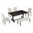 6-Piece Farmhouse Dining Table Set 72" Wood Rectangular Table, 4 Upholstered Chairs with Bench-1277618492