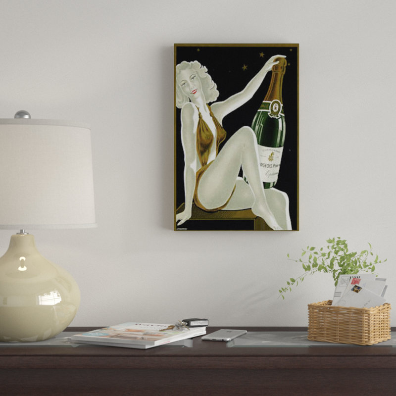« french champagne », impression sur toile, H 26 po x l 18 po x P 1,5 po, Toile tendue, Pas de tapis
