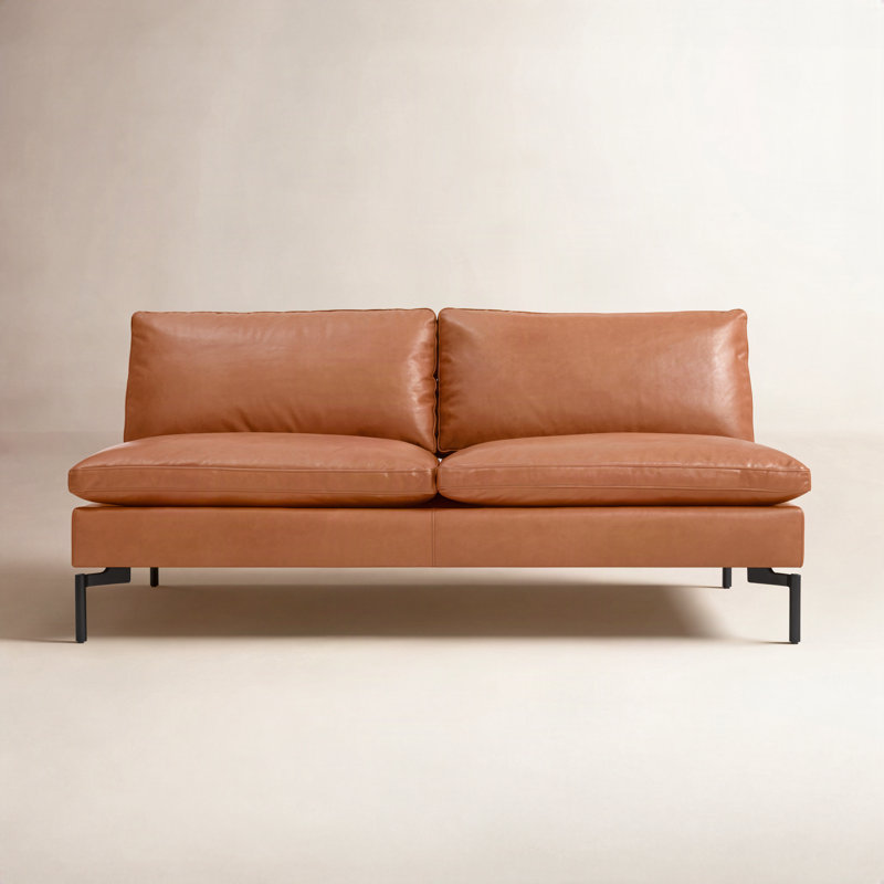 New Standard Loveseat, Toffee Genuine Leather, Black
