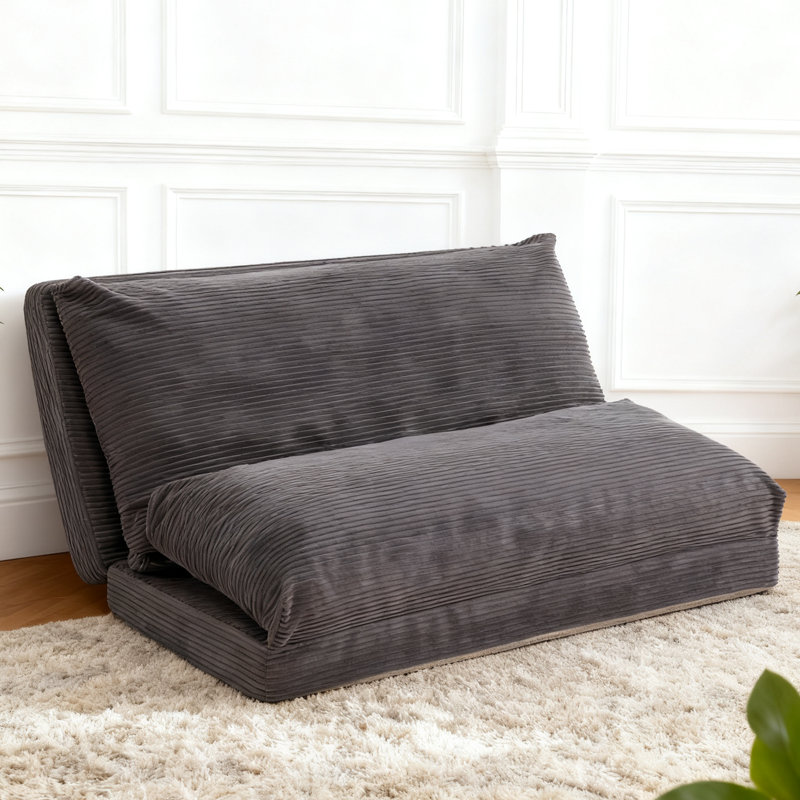 Bean Bag Lounger, 30" H x 47.2" W x 30" D, Corduroy Grey