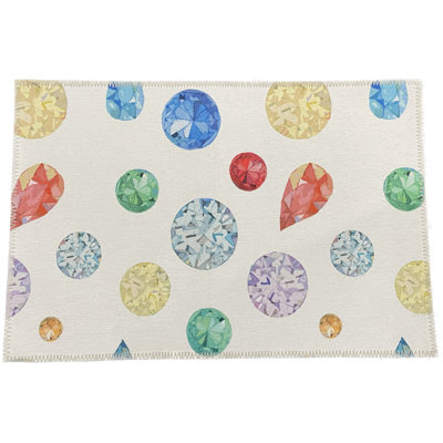 Geometric Area Rug in White