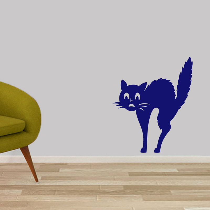 Décalcomanie murale effrayé-chat, Bleu marine
