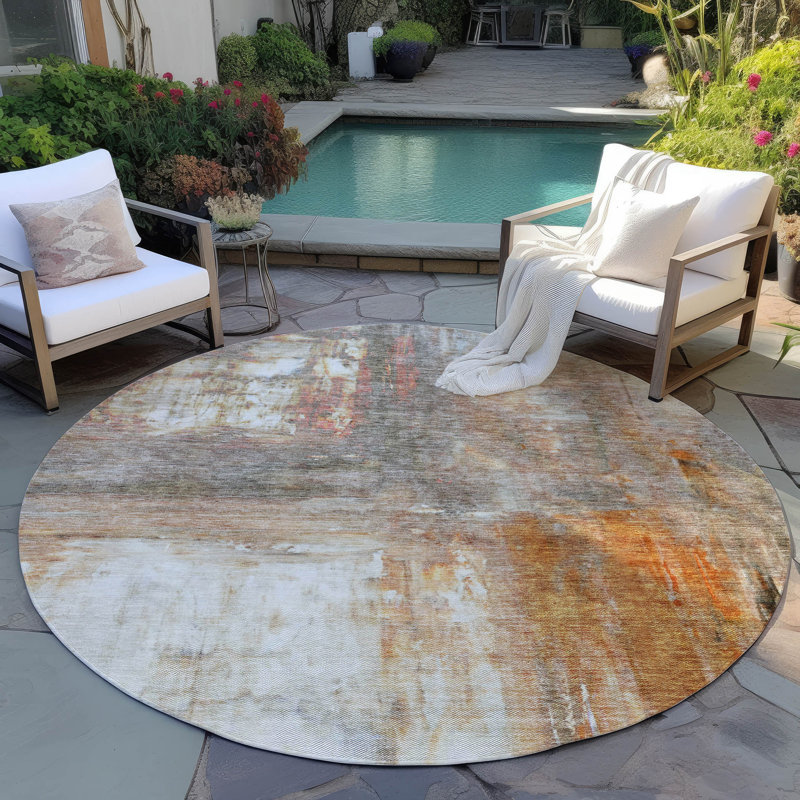 Tapis orange intérieur / extérieur lavable Nocturne , 8 pi x 8 pi