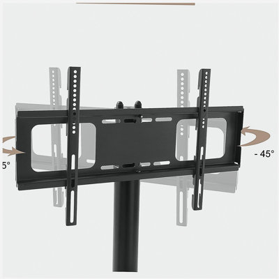 Hauteur réglable et angle réglable avec cadre en métal trempé en métal trempé, meuble télé avec roulettes verrouillables, support pour téléviseur ACL / plasma, tablette en verre trempé double couche, convenant à divers appareils multimédias