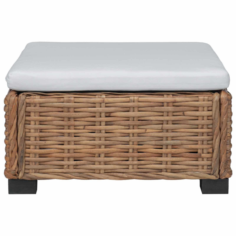 Outdoor Ottoman, White Cushion/Natural Frame