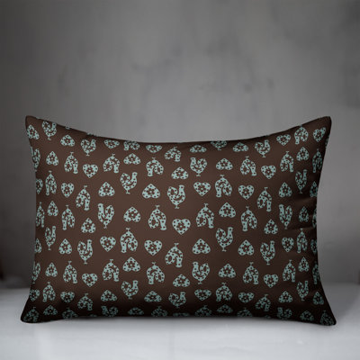 Rooster Toile Reversible Throw Pillow