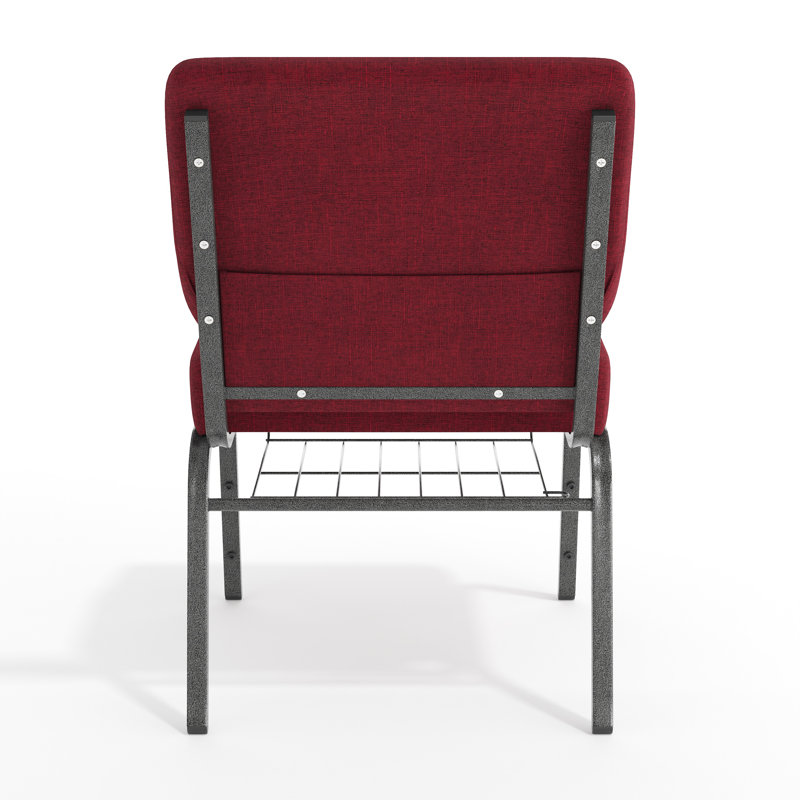 Chaise d'église polyvalente empilable en tissu 21 po Hercules Series, Argenté, Cramoisi