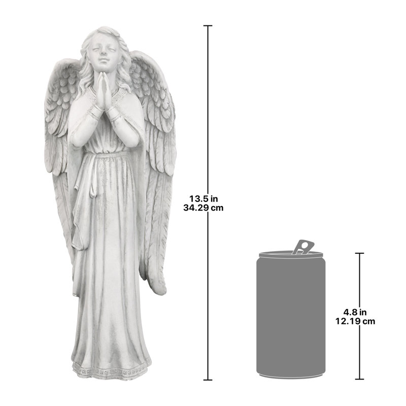 Angels & Cherubs Weather Resistant UV Resistant Plastic Garden Statue, 34cm H x 14cm W x 9cm D