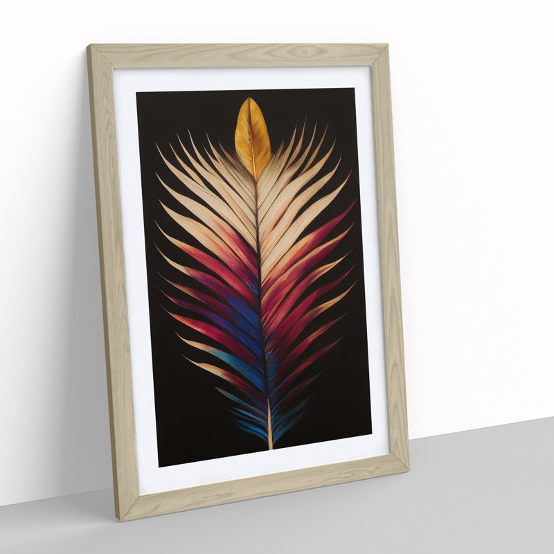 Sublime Feather - Single Picture Frame Painting, 64cm H x 46cm W x 2cm D, Oak Framed