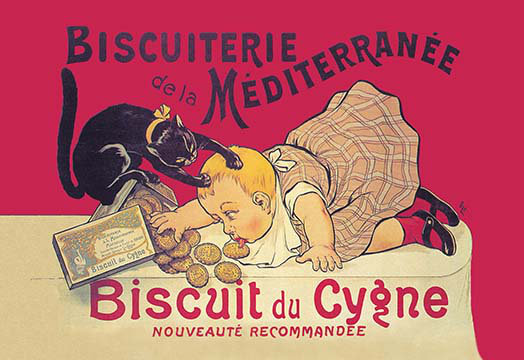 Biscuiterie de la mediterranee par eugene oge affiche rétro