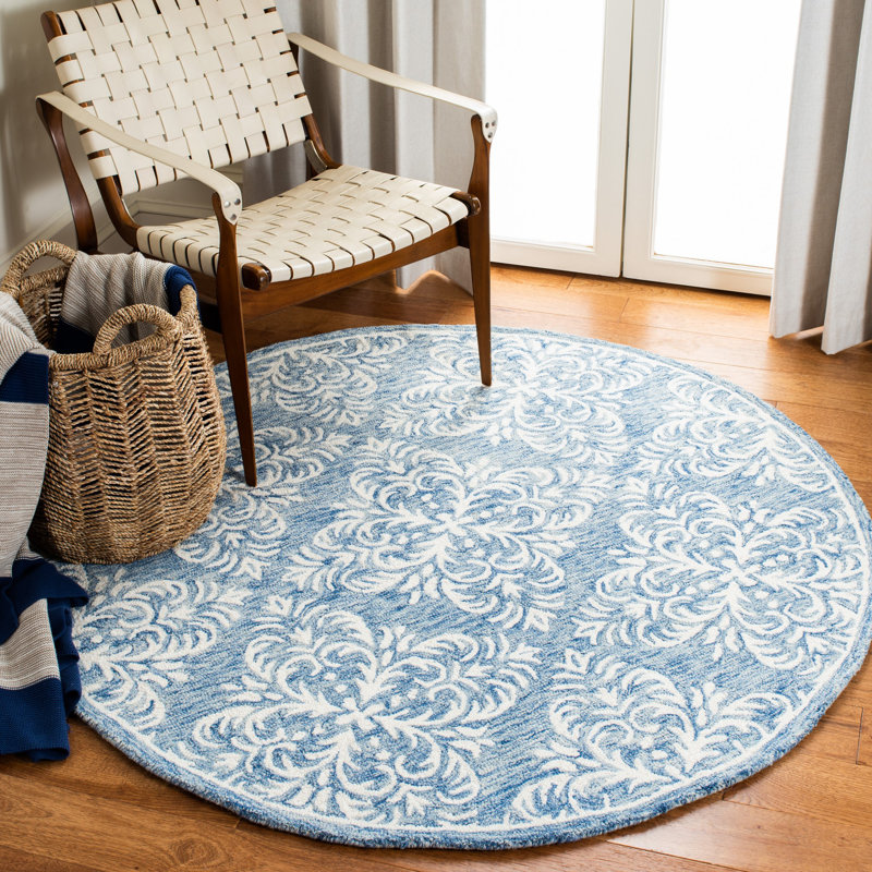 Mackin Hand Tufted Wool Ikat Rug, Round 5'