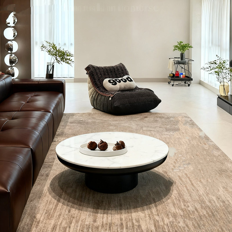 Table basse italienne en marbre blanc, H 13,8 po x L 31,5 po x l 31,5 po