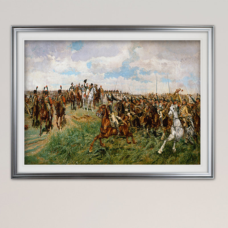 « bataille of friedland », reproduction d’impression en acrylique, argent, H 24 po x l 32 po x P 1,5 po