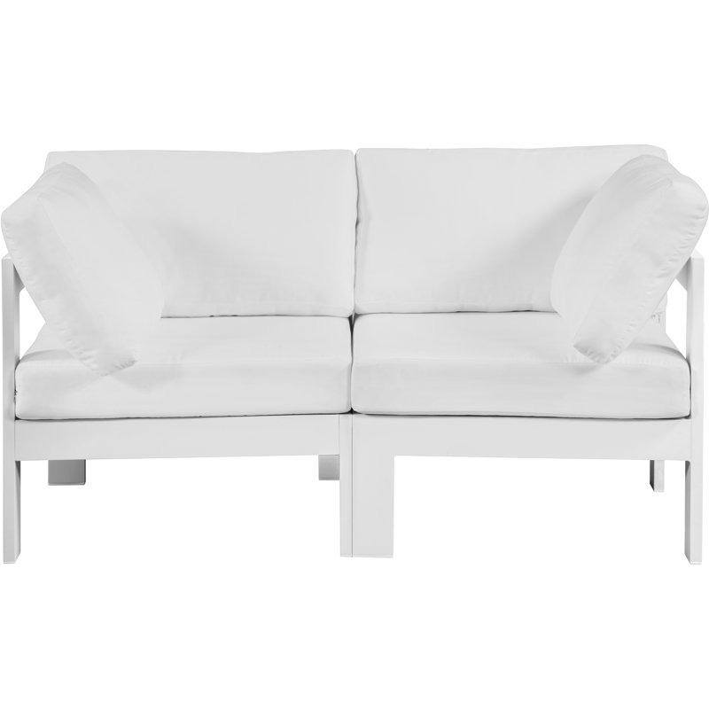 Kylis 60'' Wide Aluminum Loveseat with Cushions, White, White