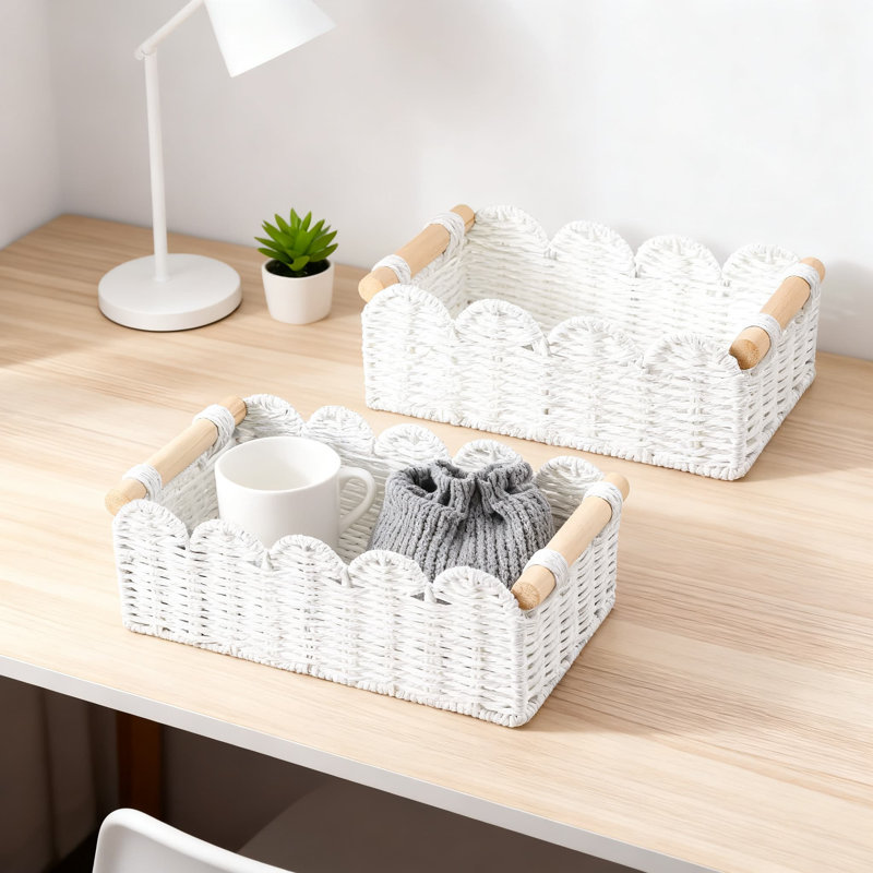 Handmade Paper Rope Storage Basket, Multipurpose Organizer Bin For Bathroom Toilet Tank Top, Living Room, Kitchen And Office