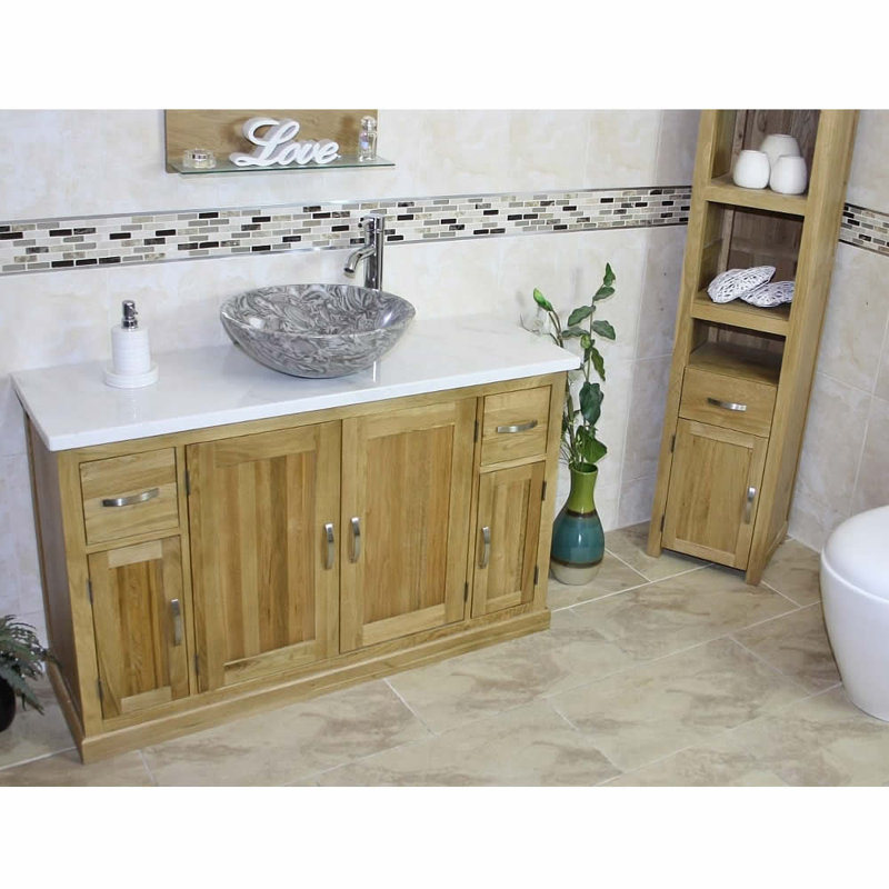 Decastro 1230mm Single Bathroom Vanity with Vessel Stone Basin, Grey