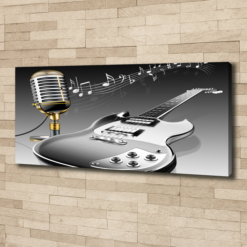 Guitar And Microphone - No Frame Print on Canvas