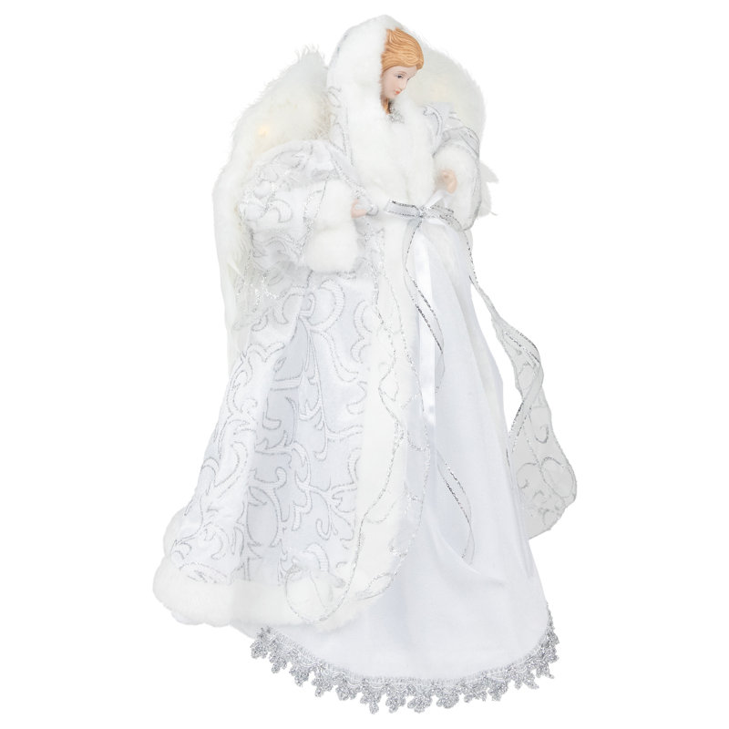 Décoration pour sommet de sapin ange blanc 14 po avec ailes éclairées