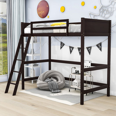 Lit mezzanine simple en bois avec échelle Gionny