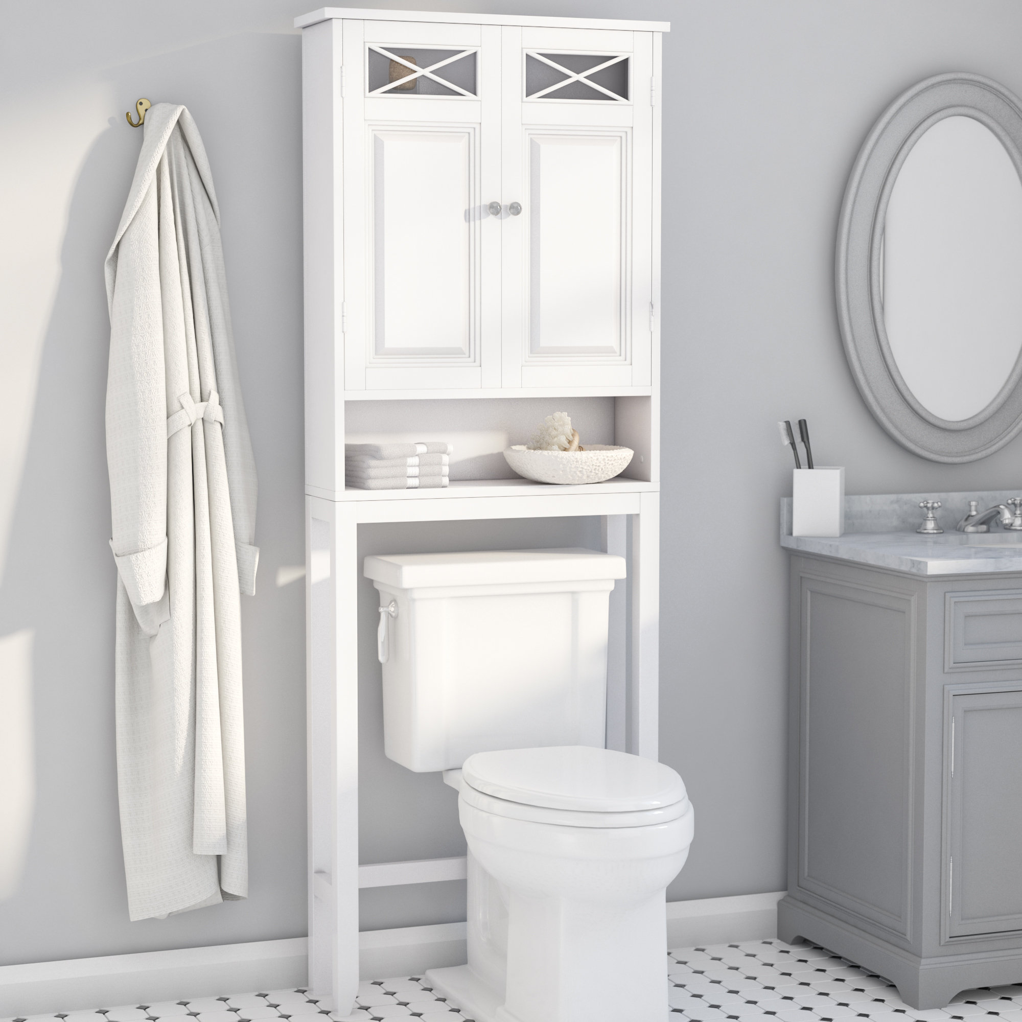 Roberts Over The Toilet Storage Rosecliff Heights, Finish: White