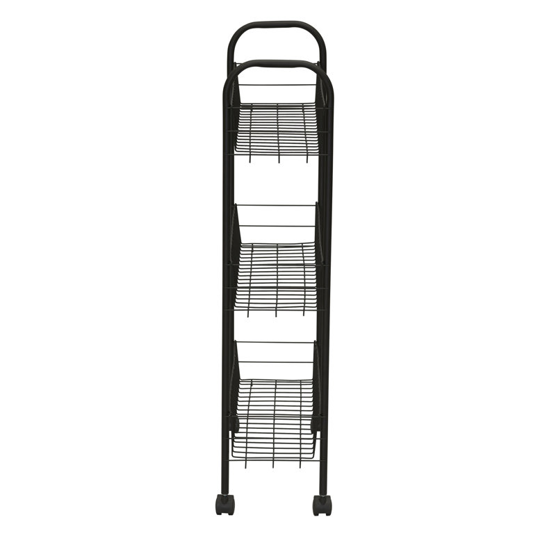 Wayfair Basics® 3 Shelf Laundry Cart, Black