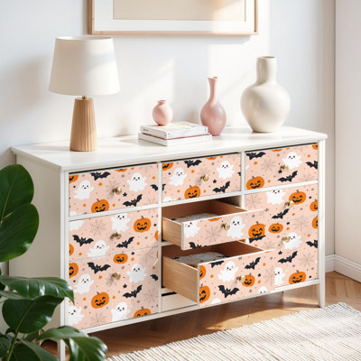 Papier de contact à peler et coller avec papier peint mignon Halloween fantômes, citrouilles, chauves-souris, toiles d'araignée, pêche, auto-adhésif et amovible