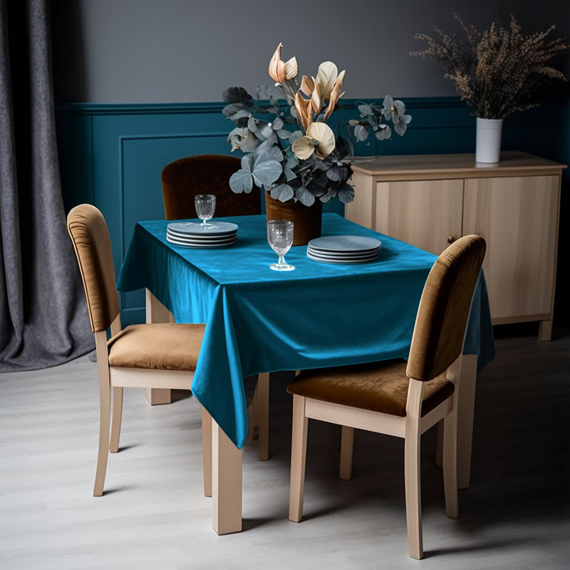 Luxury Matte Velvet Tablecloth, 156" L x 52" W, 34 Midnight Green