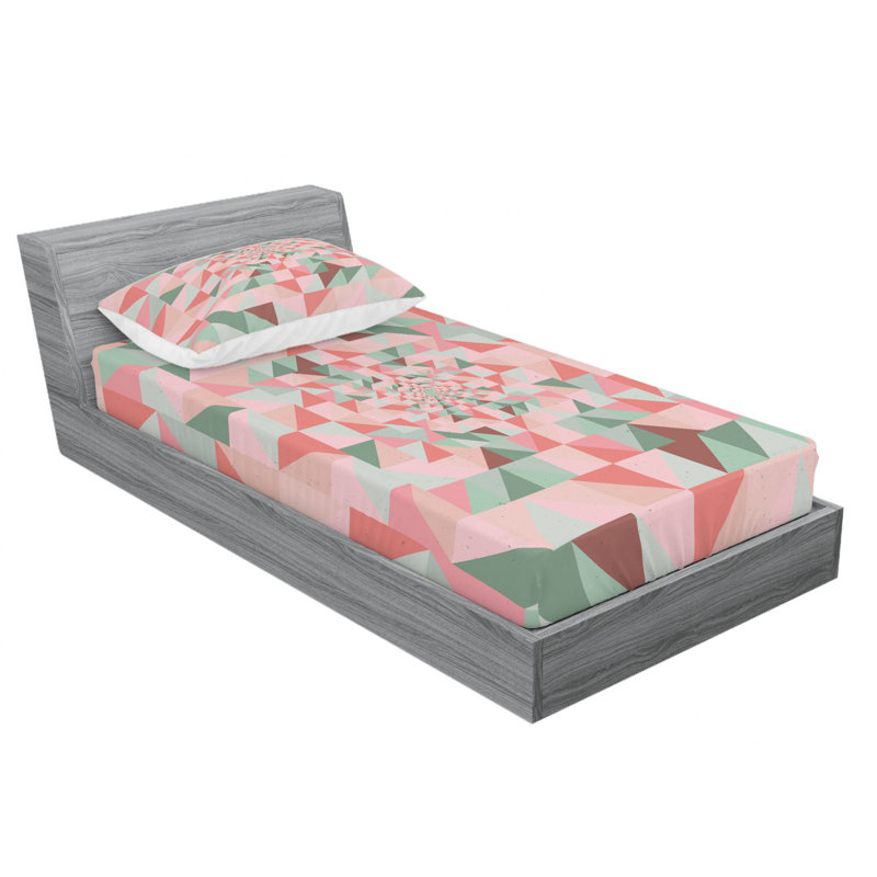 Microfiber Geometric Sheet Set, Twin XL Sheet Set with Fitted Sheet