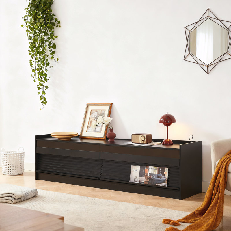 Meuble télé moderne avec beaucoup de rangement, Noir