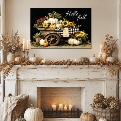 Art mural d'automne, art mural en toile de citrouille pour la décoration murale d'automne, images d'automne rustiques chaleureuses pour le salon, toile tendue de qualité galerie pour vestibules et cuisines, 24 po x 32 po