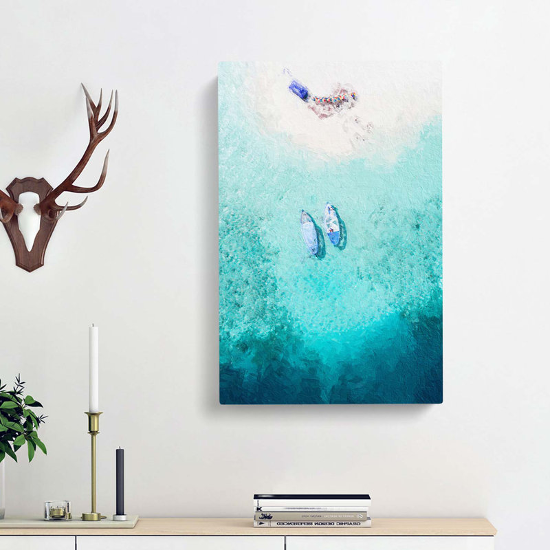 Boats In The Maldives In Abstract - Wrapped Canvas Painting, 50cm H x 35cm W x 3cm D